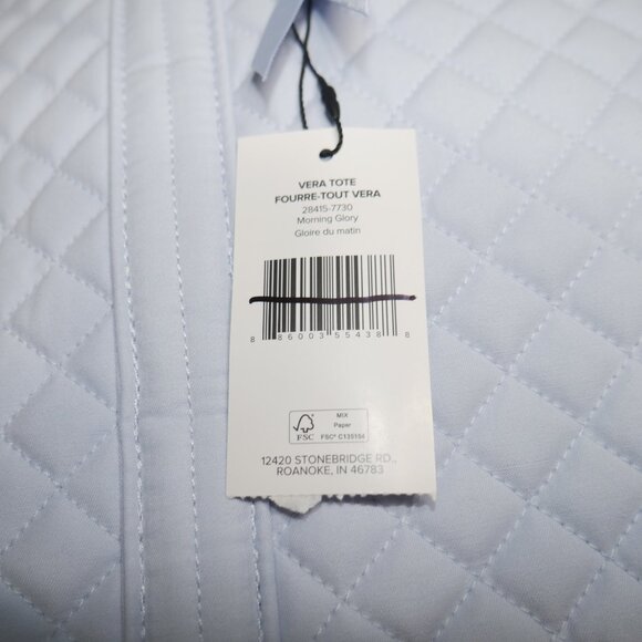 Vera Bradley Vera Tote Quilted Handbag Weekender Morning Glory Blue Travel NWT - Picture 10 of 10